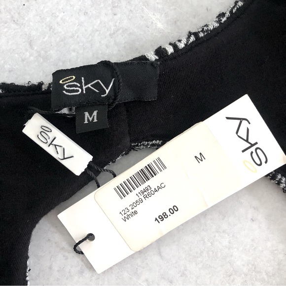 SKY BYZNA Open Back Leather Trim Bodycon Mini Dress, M NWT - Picture 6 of 13